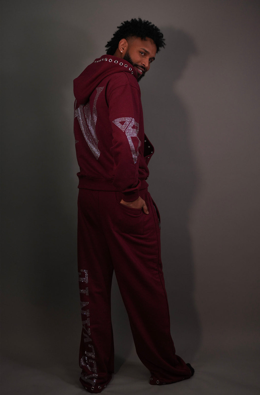 KELVANTE conjunto Burgundy-hoodie + pantalón | color Exclusivo