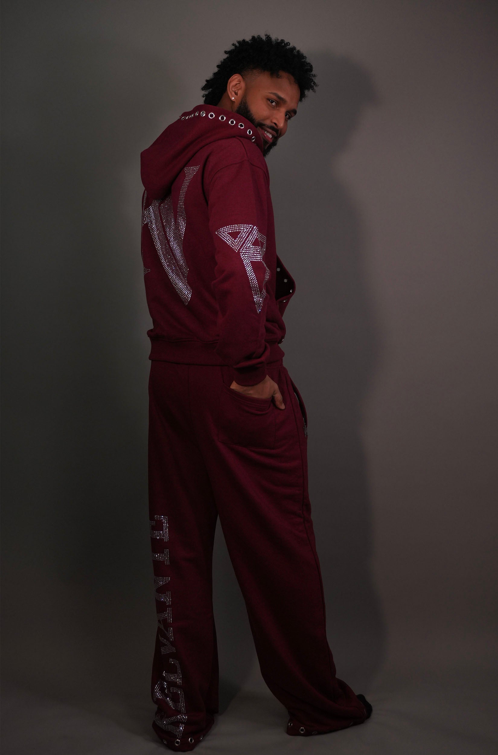 KELVANTE conjunto Burgundy-hoodie + pantalón | color Exclusivo