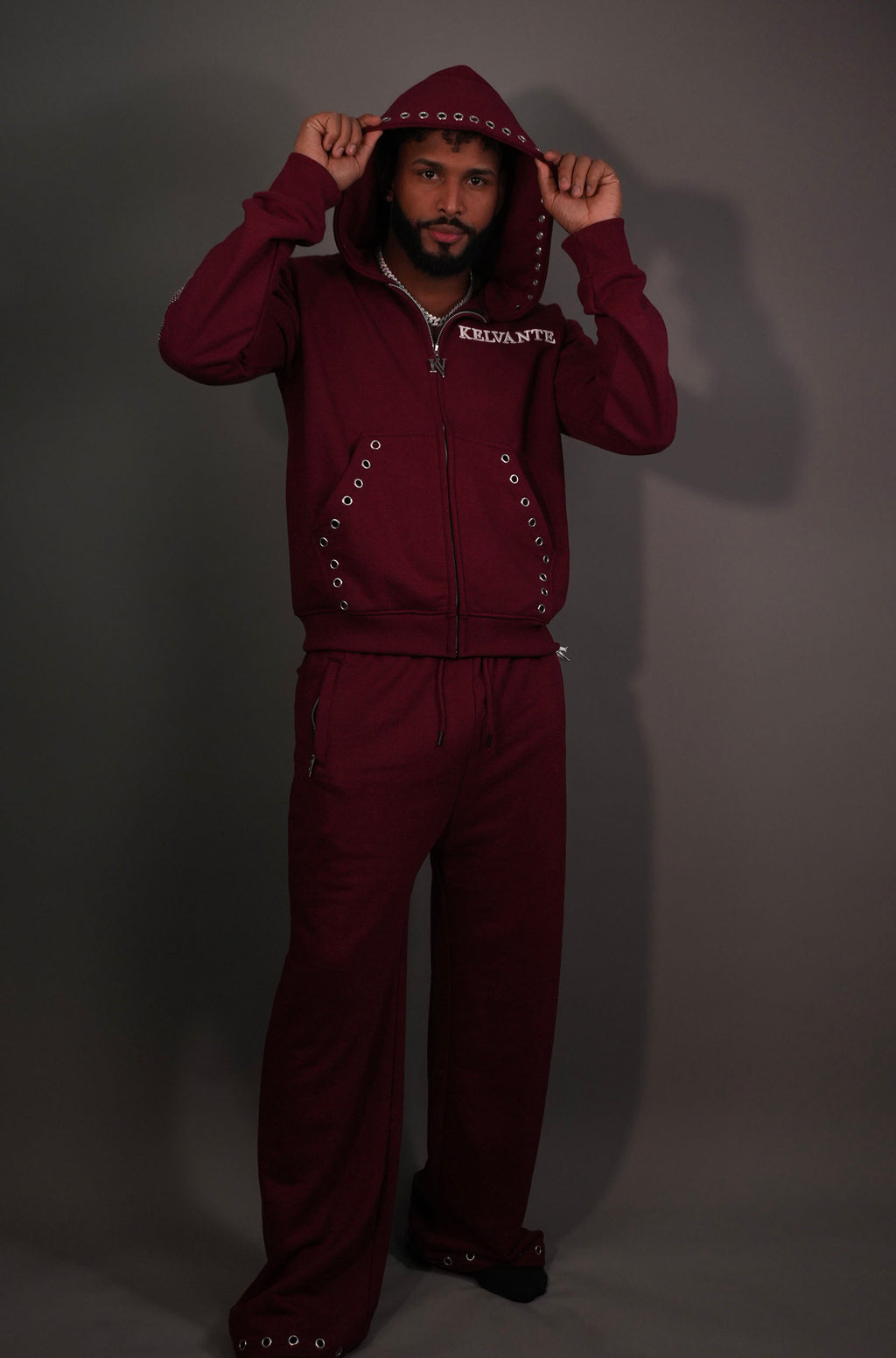 KELVANTE conjunto Burgundy-hoodie + pantalón | color Exclusivo