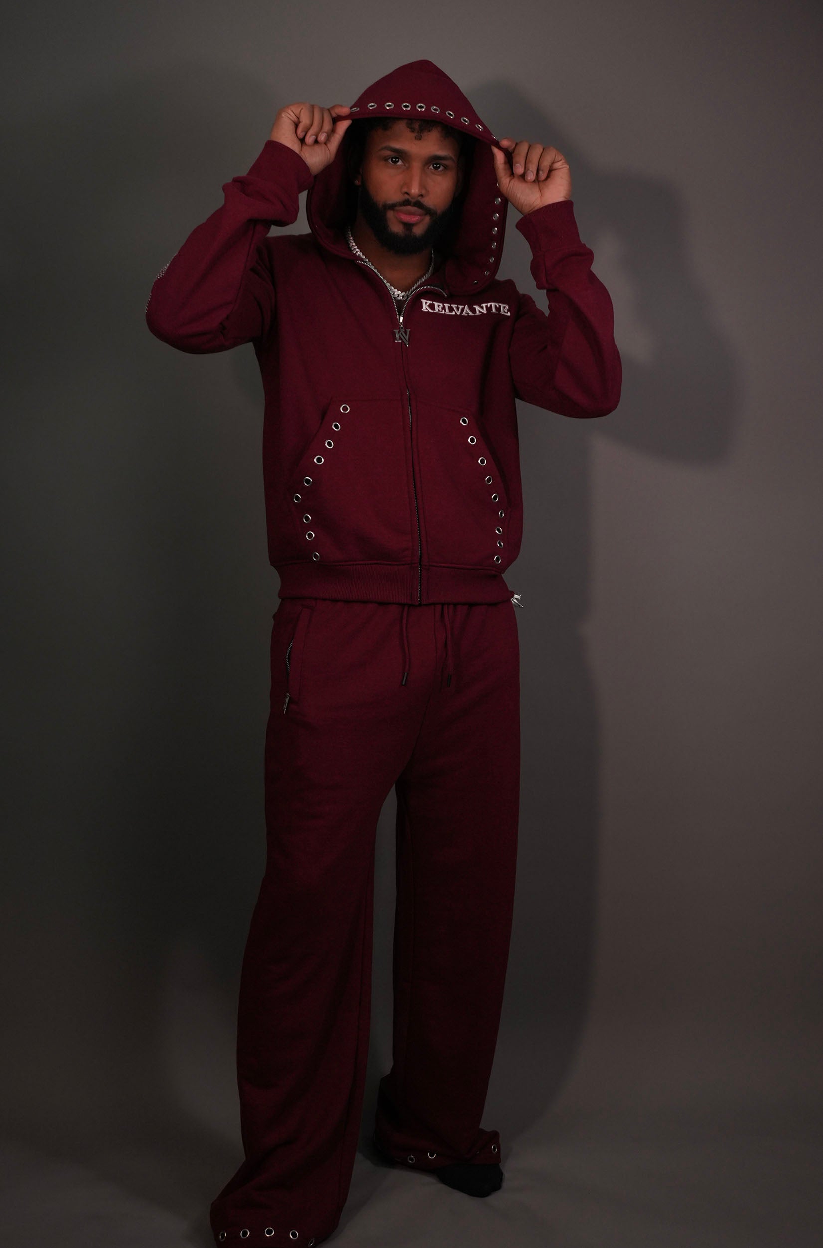 KELVANTE conjunto Burgundy-hoodie + pantalón | color Exclusivo